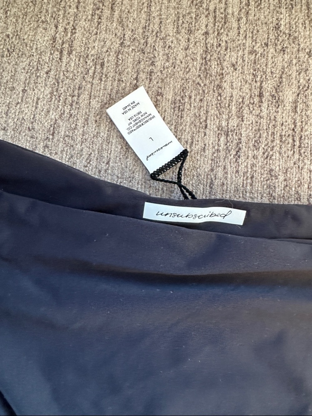 Unsubscribed Black Minimal Bikini Bottom with back rushing size Large. NWT - Picture 3 of 6